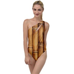 Brown Bamboo Texture  To One Side Swimsuit by nateshop