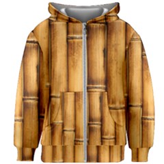 Brown Bamboo Texture  Kids  Zipper Hoodie Without Drawstring by nateshop