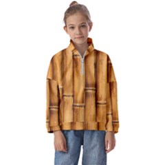 Brown Bamboo Texture  Kids  Half Zip Hoodie by nateshop