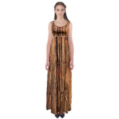 Brown Wooden Texture Empire Waist Maxi Dress by nateshop