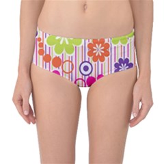 Colorful Flowers Pattern Floral Patterns Mid-waist Bikini Bottoms by nateshop