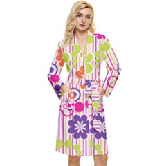 Colorful Flowers Pattern Floral Patterns Long Sleeve Velvet Robe