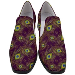 Feathers, Peacock, Patterns, Colorful Women Slip On Heel Loafers