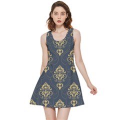 Floral Damask Pattern Texture, Damask Retro Background Inside Out Reversible Sleeveless Dress