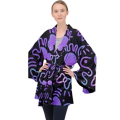 Multicolor Disney , Corazones, Mouse Long Sleeve Velvet Kimono  by nateshop