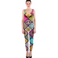 Pattern, Colorful, Floral, Patter, Texture, Tiles One Piece Catsuit by nateshop