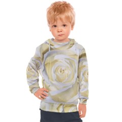 White Roses Flowers Plant Romance Blossom Bloom Nature Flora Petals Kids  Hooded Pullover by Proyonanggan