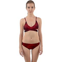 Rose Red Rose Red Flower Petals Waves Glow Wrap Around Bikini Set by Proyonanggan