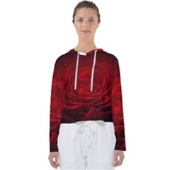 Rose Red Rose Red Flower Petals Waves Glow Women s Slouchy Sweat