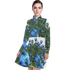 Flowers Roses Rose Nature Bouquet Long Sleeve Chiffon Shirt Dress