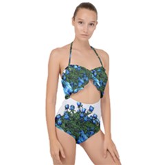 Flowers Roses Rose Nature Bouquet Scallop Top Cut Out Swimsuit by Proyonanggan