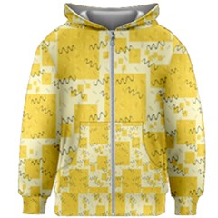 Party Confetti Yellow Squares Kids  Zipper Hoodie Without Drawstring by Proyonanggan