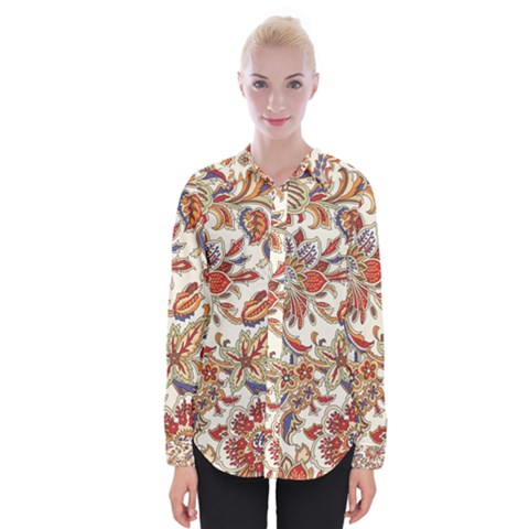 Retro Paisley Patterns, Floral Patterns, Background Womens Long Sleeve Shirt by nateshop