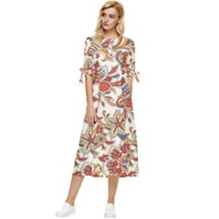 Retro Paisley Patterns, Floral Patterns, Background Bow Sleeve Chiffon Midi Dress by nateshop