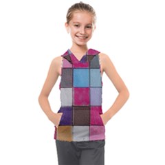 Tile, Colorful, Squares, Texture Kids  Sleeveless Hoodie by nateshop