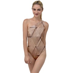 Wooden Triangles Texture, Wooden Wooden To One Side Swimsuit by nateshop