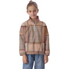 Wooden Wickerwork Textures, Square Patterns, Vector Kids  Half Zip Hoodie