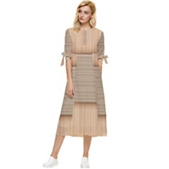 Wooden Wickerwork Textures, Square Patterns, Vector Bow Sleeve Chiffon Midi Dress by nateshop