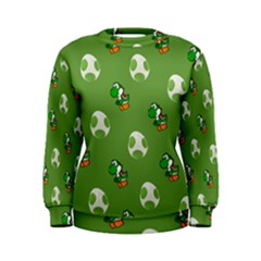 Yoshi Print, Super, Huevo, Game, Green, Egg, Mario Women s Sweatshirt by nateshop