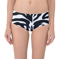 Zebra-black White Mid-waist Bikini Bottoms by nateshop