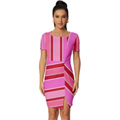 Stripes-4 Fitted Knot Split End Bodycon Dress