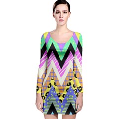 Zigzag-1 Long Sleeve Bodycon Dress