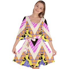 Zigzag-1 Velour Kimono Dress by nateshop