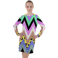 Zigzag-1 Long Sleeve Hoodie Dress by nateshop