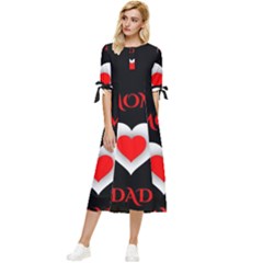 Mom And Dad, Father, Feeling, I Love You, Love Bow Sleeve Chiffon Midi Dress by nateshop