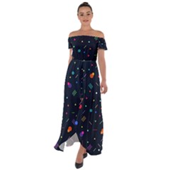 Abstract Minimalism Digital Art, Off Shoulder Open Front Chiffon Dress