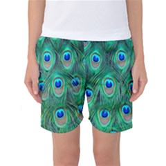 Feather, Bird, Pattern, Peacock, Texture Women s Basketball Shorts by nateshop