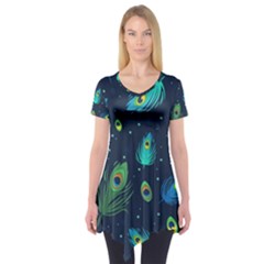 Feather, Bird, Pattern, Short Sleeve Tunic 