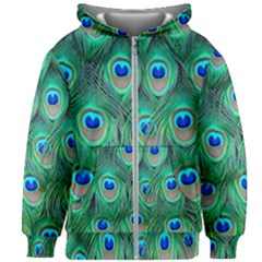 Peacock Feathers, Bonito, Bird, Blue, Colorful, Feathers Kids  Zipper Hoodie Without Drawstring by nateshop