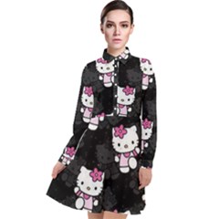 Hello Kitty, Pattern, Supreme Long Sleeve Chiffon Shirt Dress