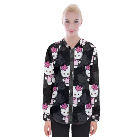 Hello Kitty, Pattern, Supreme Womens Long Sleeve Shirt by nateshop