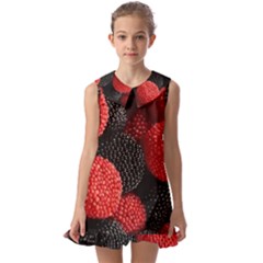 Berry,curved, Edge, Kids  Pilgrim Collar Ruffle Hem Dress by nateshop