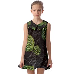 Berry,note, Green, Raspberries Kids  Pilgrim Collar Ruffle Hem Dress by nateshop