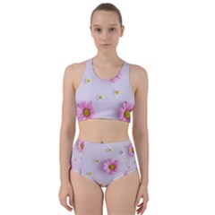 Springpurple Flower On A Purple Background Racer Back Bikini Set by nateshop