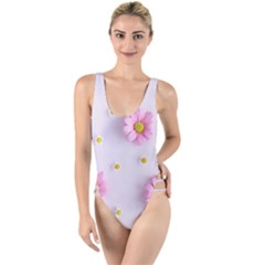 Springpurple Flower On A Purple Background High Leg Strappy Swimsuit by nateshop