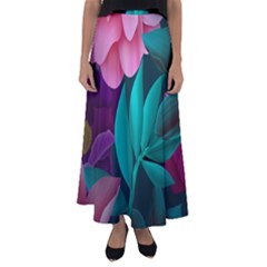 Flowers, Mate, Pink, Purple, Stock Wall Flared Maxi Skirt by nateshop