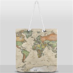 Vintage World Map Aesthetic Full Print Rope Handle Tote (large) by Cemarart