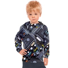 Motherboard Board Circuit Electronic Technology Kids  Hooded Pullover by Cemarart