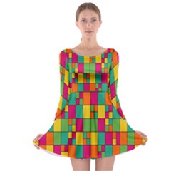 Abstract-background Long Sleeve Skater Dress