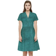 Background Green Short Sleeve Waist Detail Dress