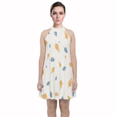 Background-24 Velvet Halter Neckline Dress 
