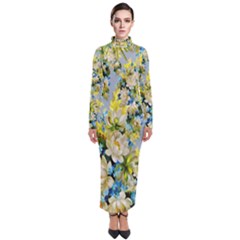 Background-flowers Turtleneck Maxi Dress