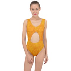 Background-yellow Center Cut Out Swimsuit by nateshop