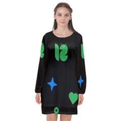 Wallpaper Long Sleeve Chiffon Shift Dress  by nateshop