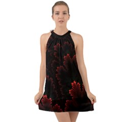 Amoled Red N Black Halter Tie Back Chiffon Dress by nateshop