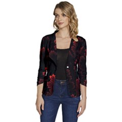 Amoled Red N Black Women s One-button 3/4 Sleeve Short Jacket by nateshop